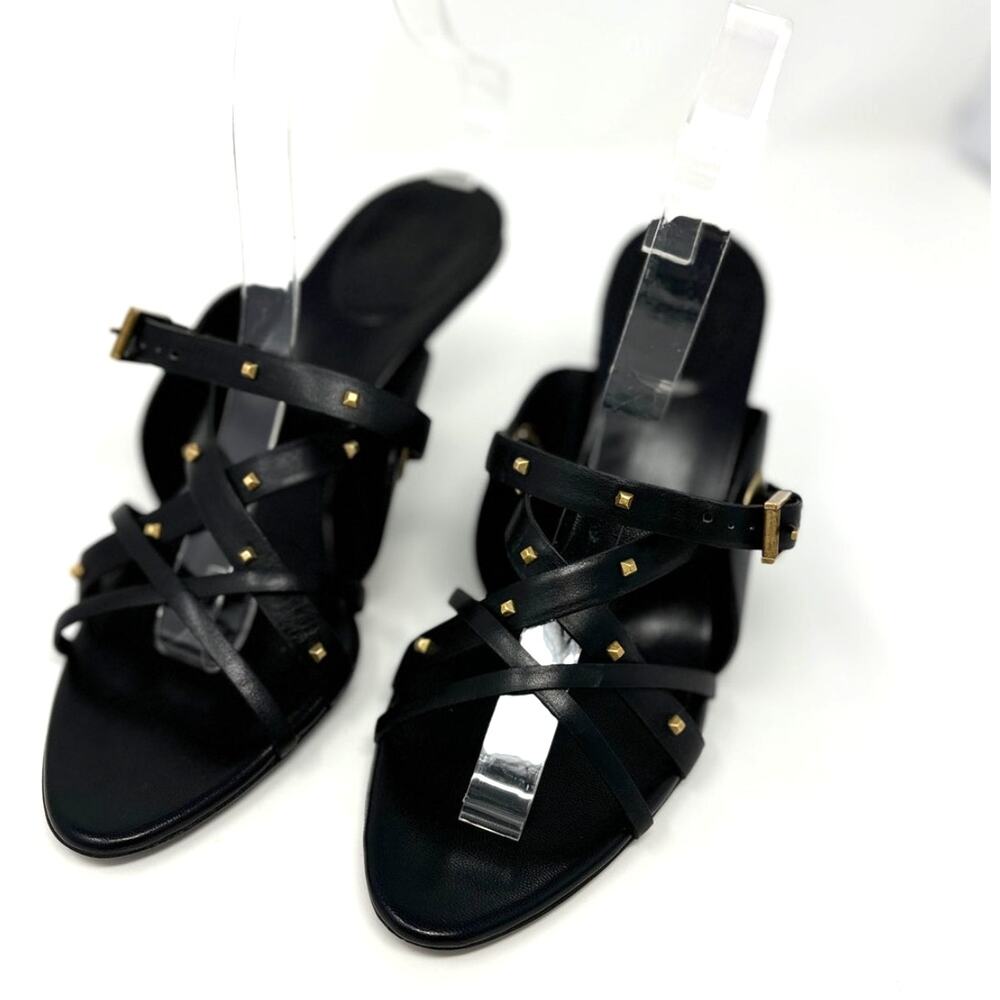 Gucci Women's Black Studded Strappy Heels Size 8 - Picture 2 of 16